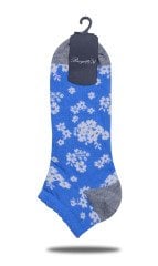 Mavi Renk Çiçek Desen Soket Çorap RENKLİ - TEK BEDEN