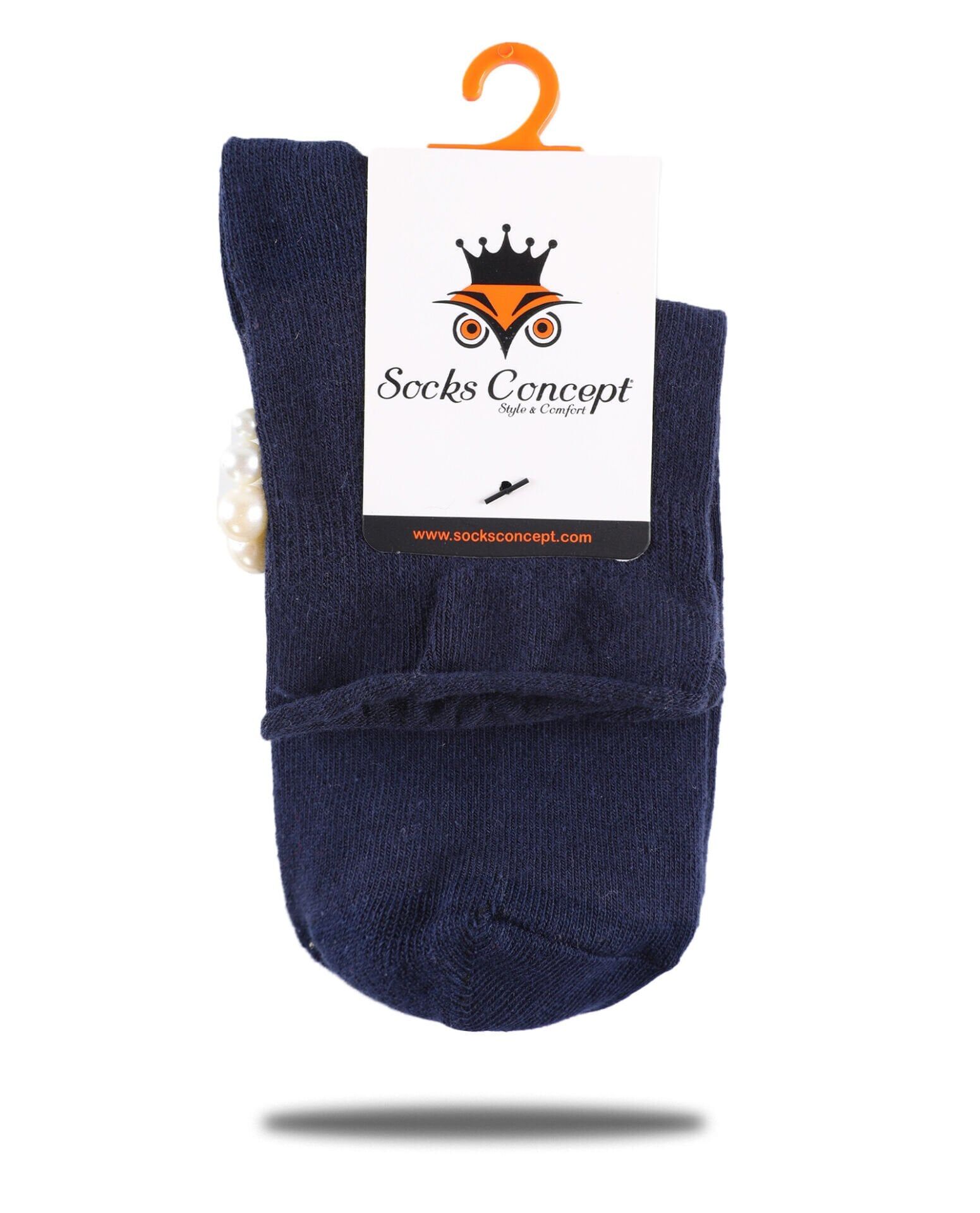 İnci Detaylı Lacivert Kısa Soket Çorap