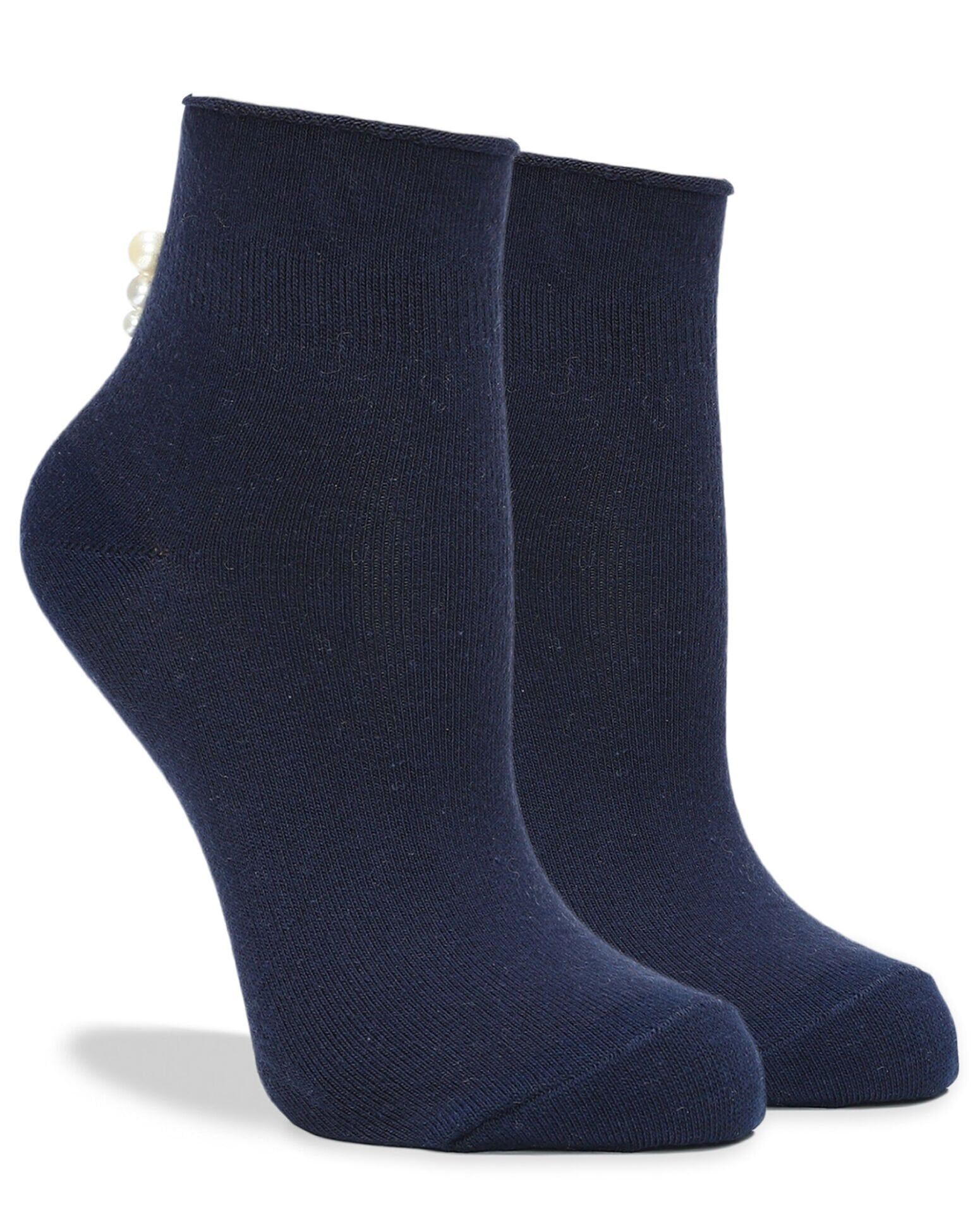 İnci Detaylı Lacivert Kısa Soket Çorap