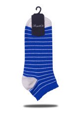 Mavi Renk Beyaz Çizgi Desen Soket Çorap SAKS MAVİ - 35/39