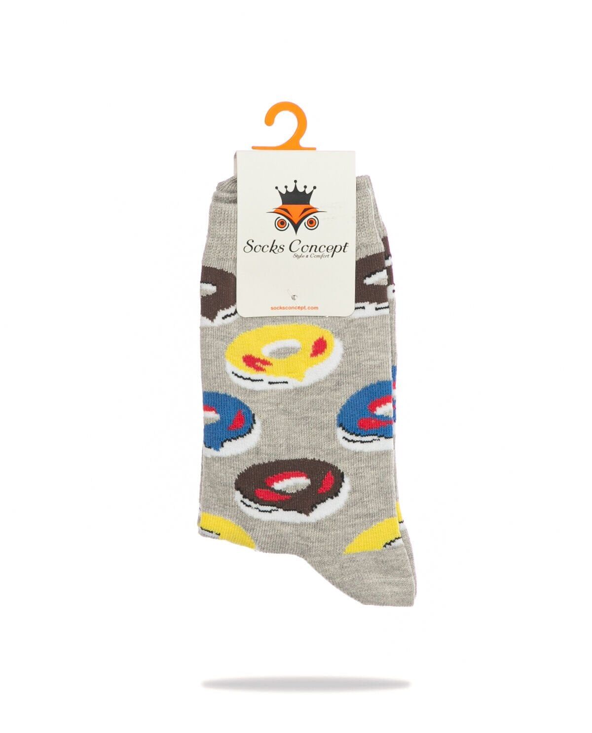 Gri Renk Donut Kurabiye Desen Soket Çorap