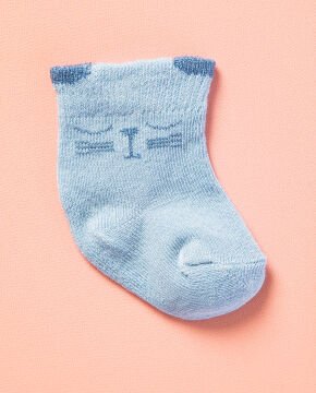 Kedi Figürlü Erkek Bebek Çorap 3lü Paket
