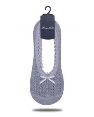 Gri Renk Dantelli File Babet Çorap GRİ - 35/38