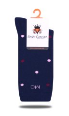 Lacivert Renk Puantiye Desenli Soket Çorap LACİVERT - 35/39