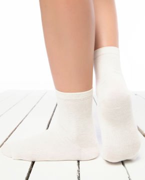Ekru Renk Düz Soket Çorap