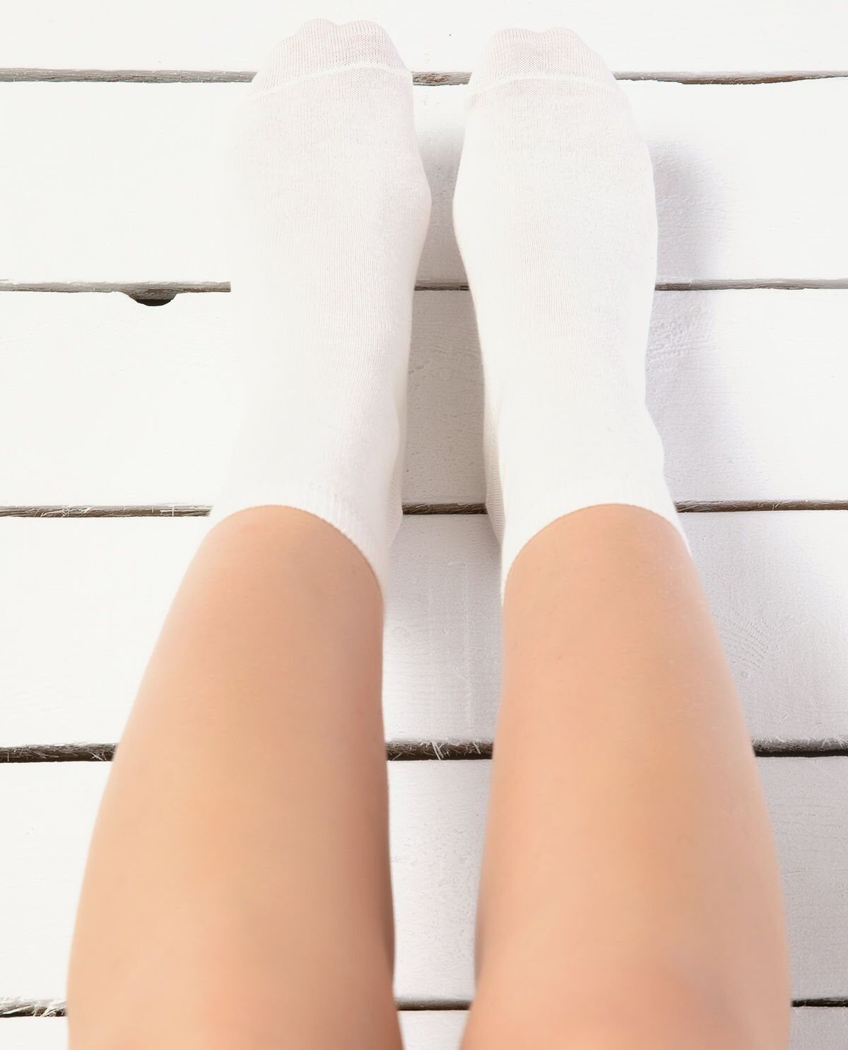 Ekru Renk Düz Soket Çorap