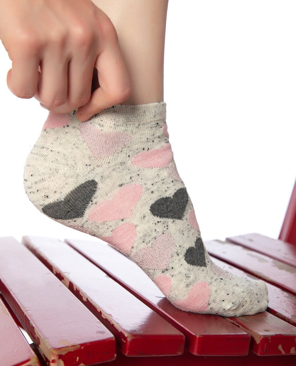 Gri Renk Kalp Desen Kısa Soket Çorap GRİ - 35/38