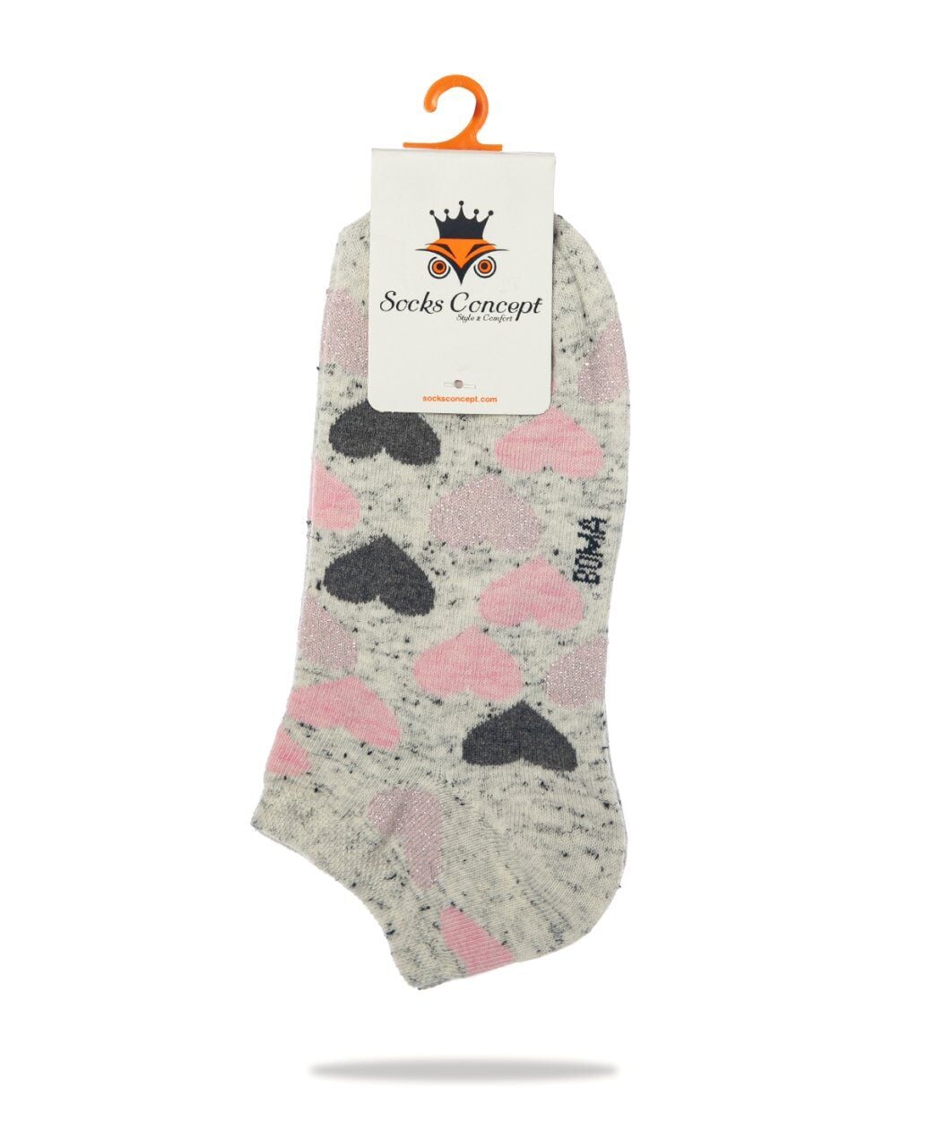 Gri Renk Kalp Desen Kısa Soket Çorap GRİ - 35/38