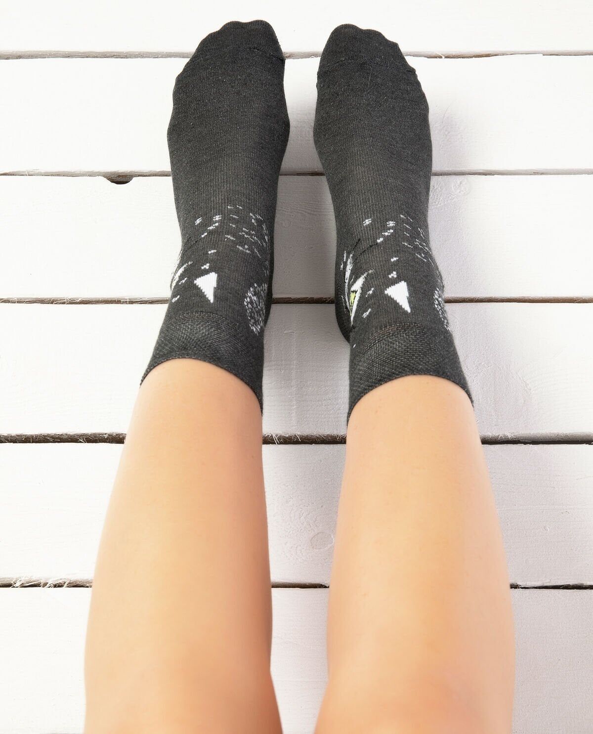 Antrasit Renk Kedi Desen Soket Çorap