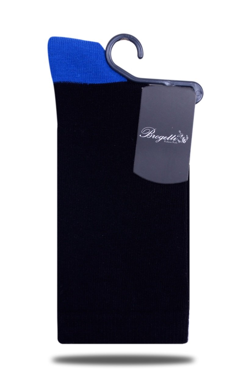 Siyah Renk Saks Mavi Detaylı Soket Çorap SAKS MAVİ - 35/39