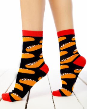 Taco Desen Siyah Soket Çorap