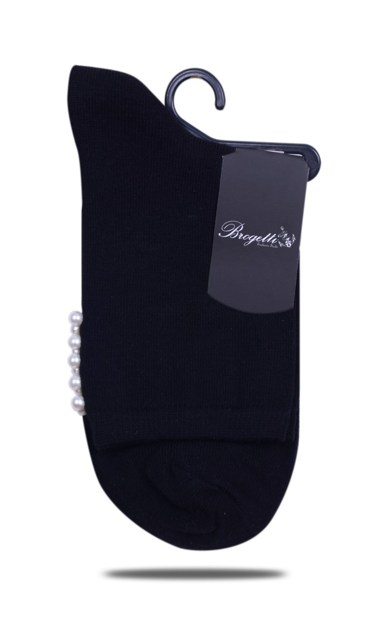 Ekru İnci Detaylı Soket Çorap SİYAH - 35/38