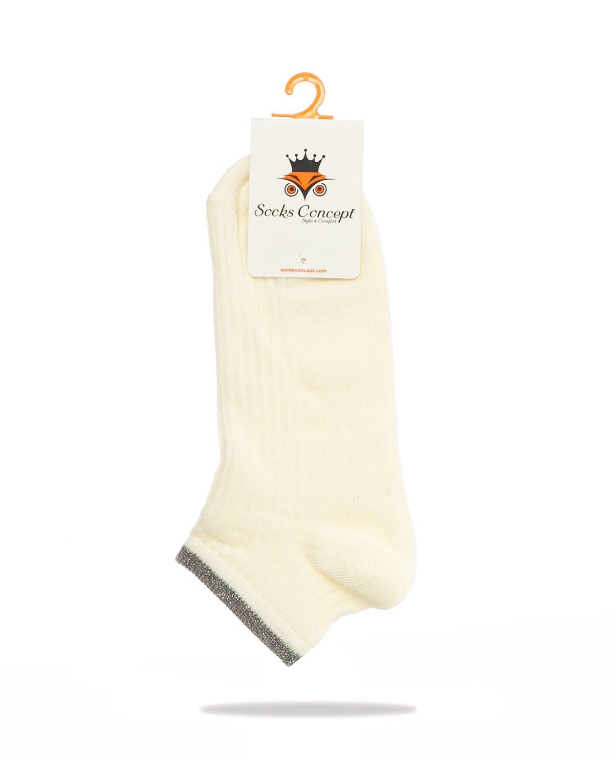 Ekru Renk Bilek Sim Detaylı Kısa Soket Çorap