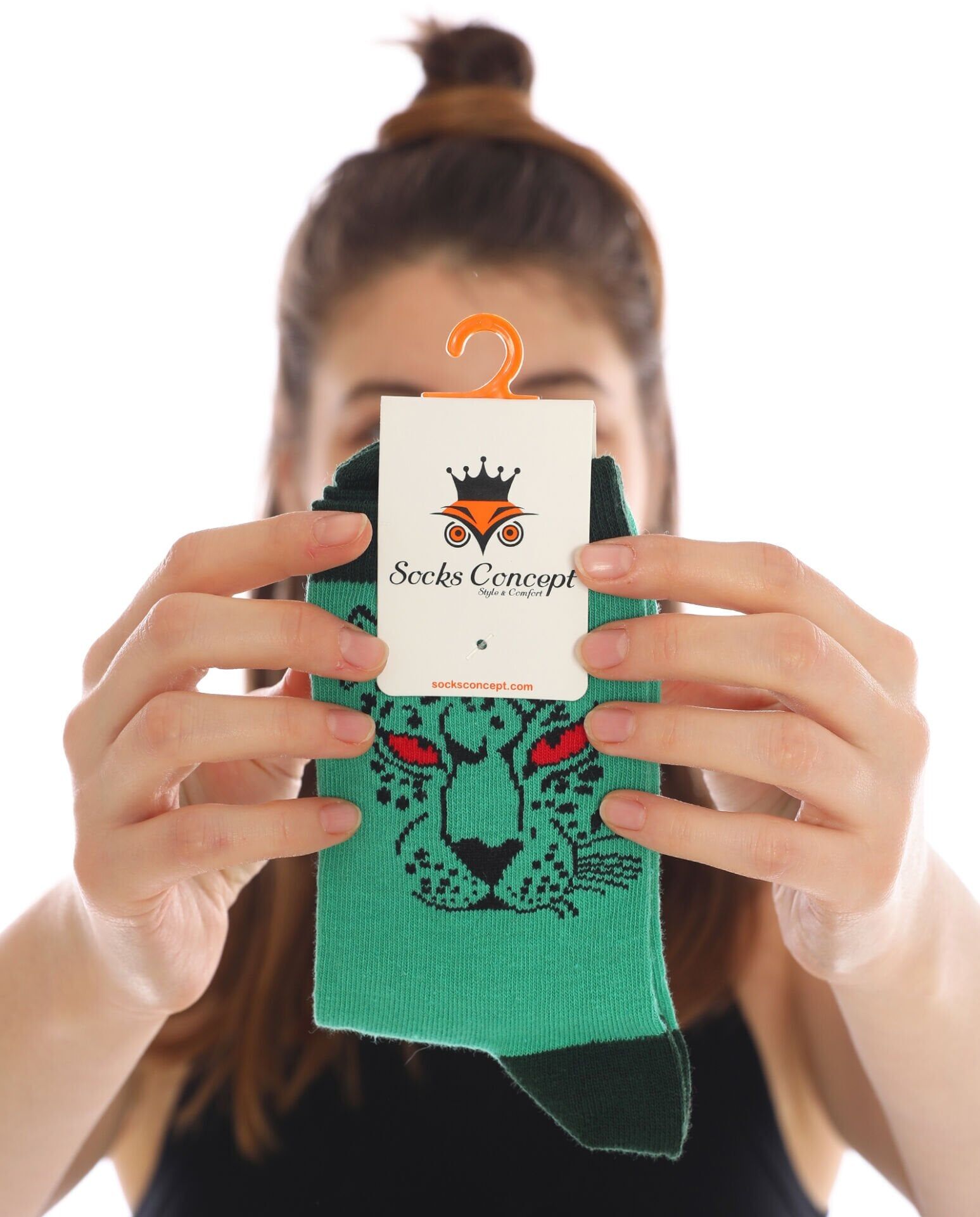 Kaplan Desen Yeşil Renk Soket Çorap