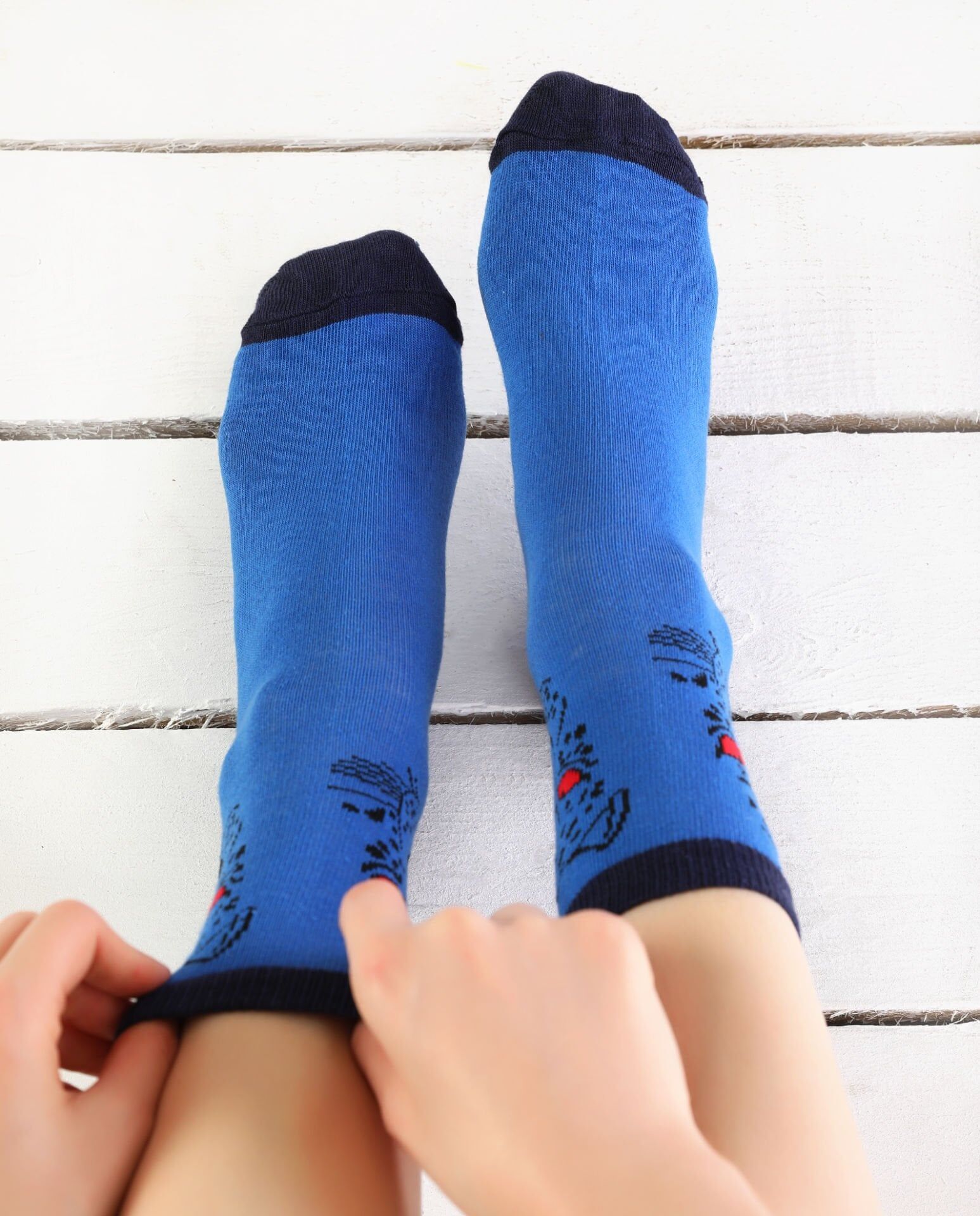 Kaplan Desen Saks Mavi Soket Çorap