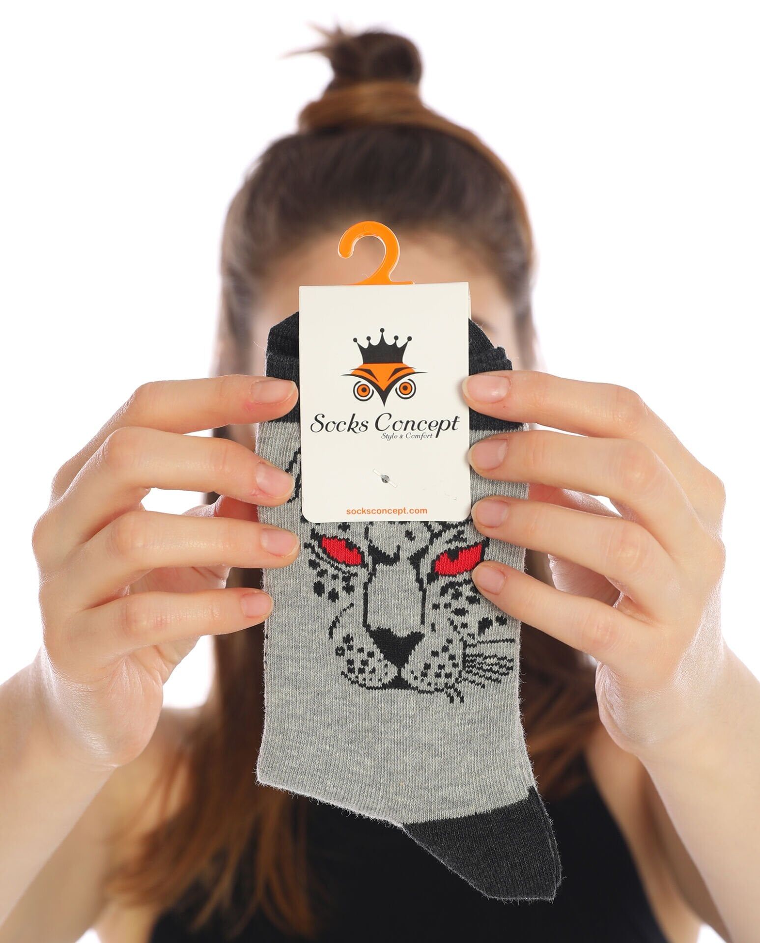 Kaplan Desen Gri Soket Çorap