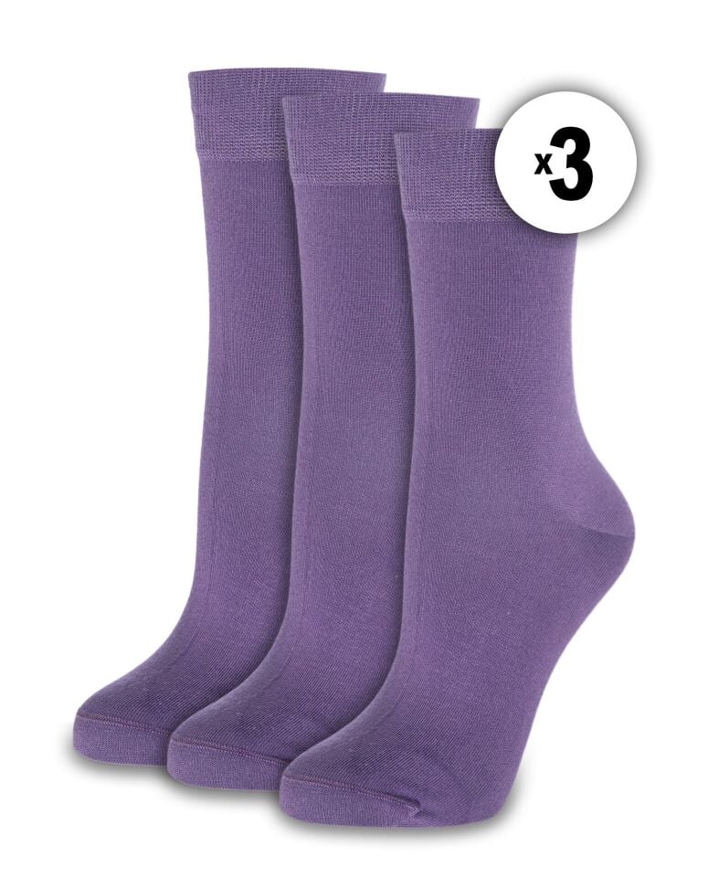 Mor Renk Kadın Bambu Soket Çorap 3lü