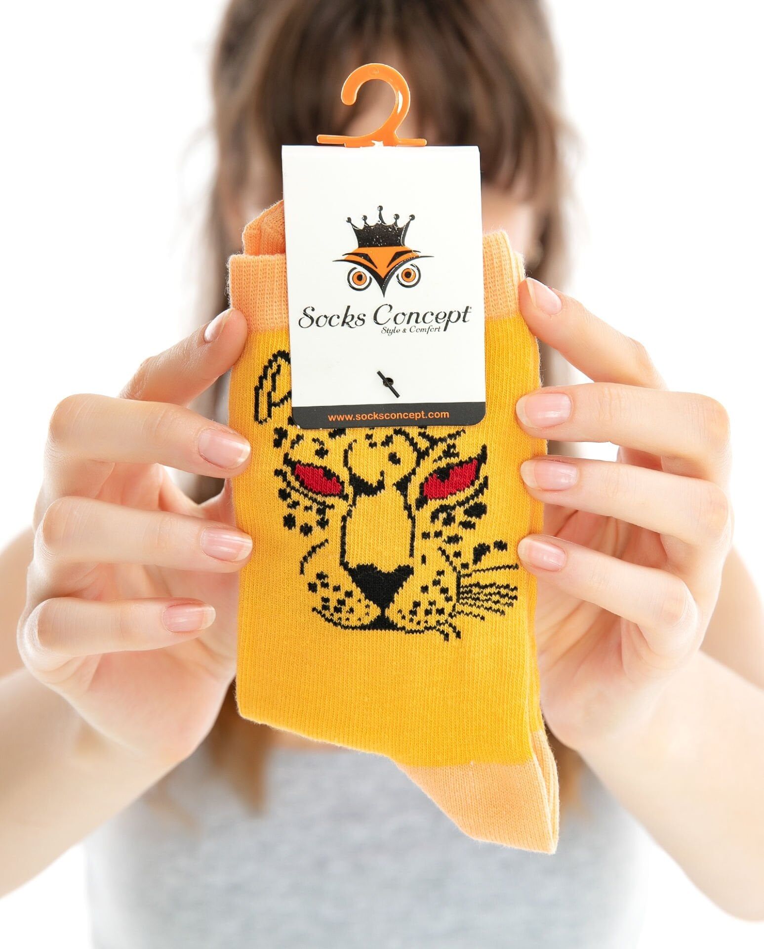 Kaplan Desen Turuncu Soket Çorap