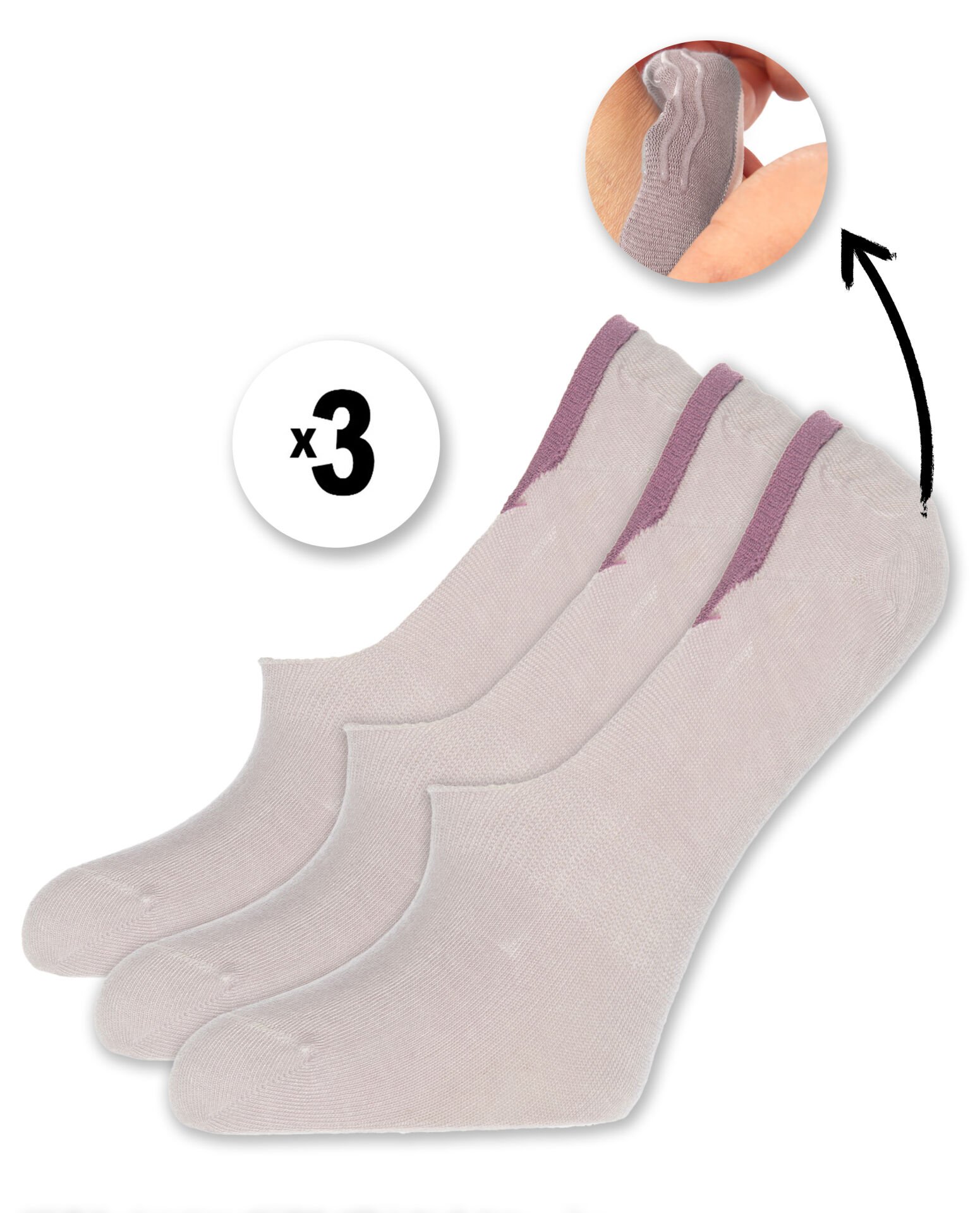 Kaymaz Bambu Babet Çorap Kadın 3lü Lila Renk