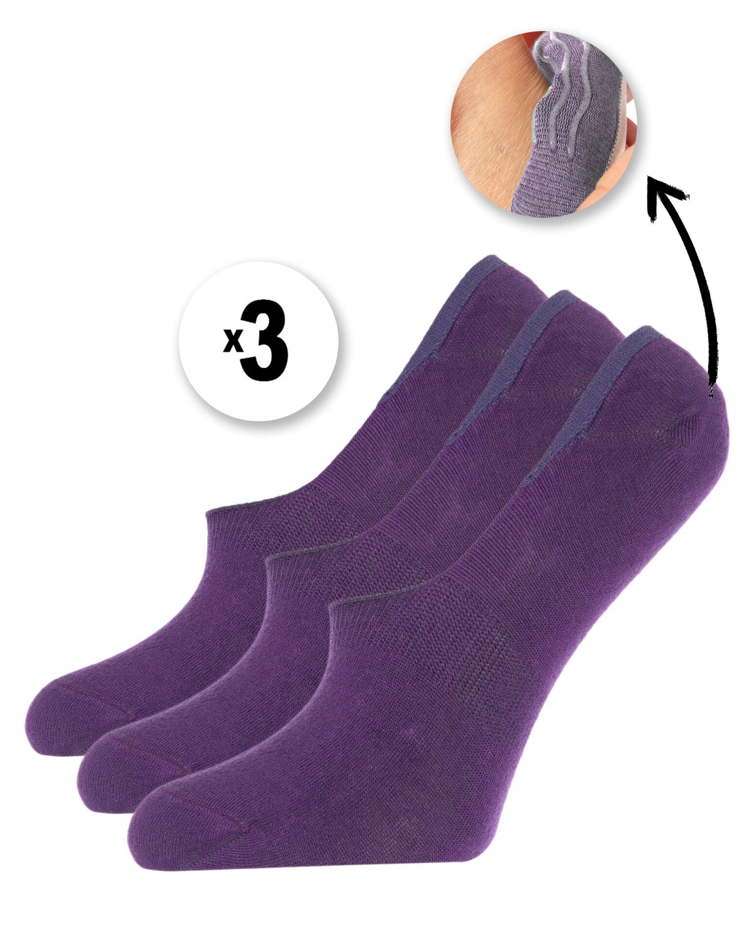 Bambu Kadın Babet Çorap 3lü Mor Renk