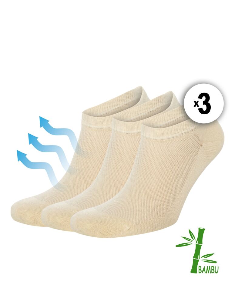 Bambu Kadın Patik Çorap 3lü Ekru Renk