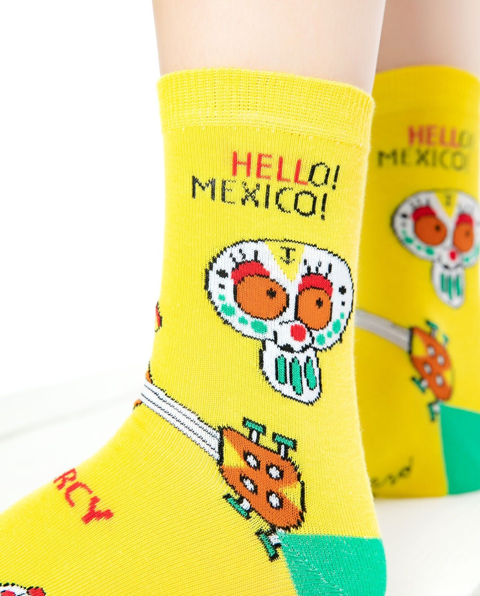Hello Mexico Sarı Soket Çorap