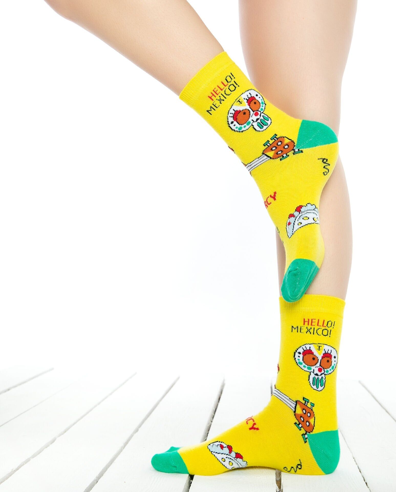 Hello Mexico Sarı Soket Çorap