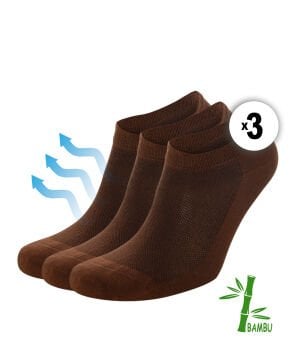 3lü Bambu Nefes Alan Kadın Patik Çorap Kahverengi