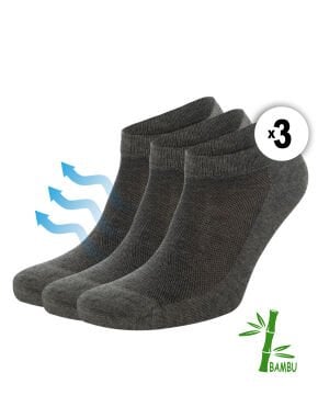 3lü Bambu Nefes Alan Kadın Patik Çorap Antrasit