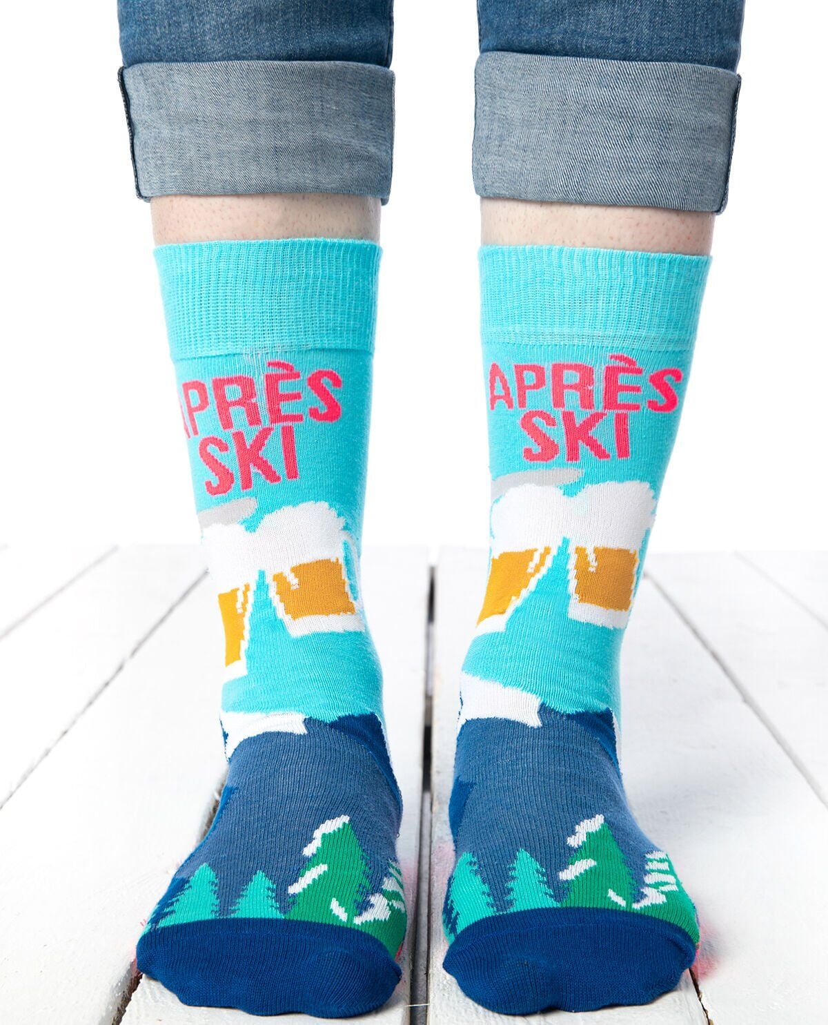 Manzara ve Bira Kadehi Desenli Erkek Soket Çorap