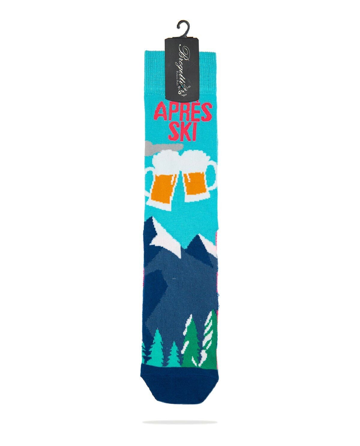 Manzara ve Bira Kadehi Desenli Erkek Soket Çorap