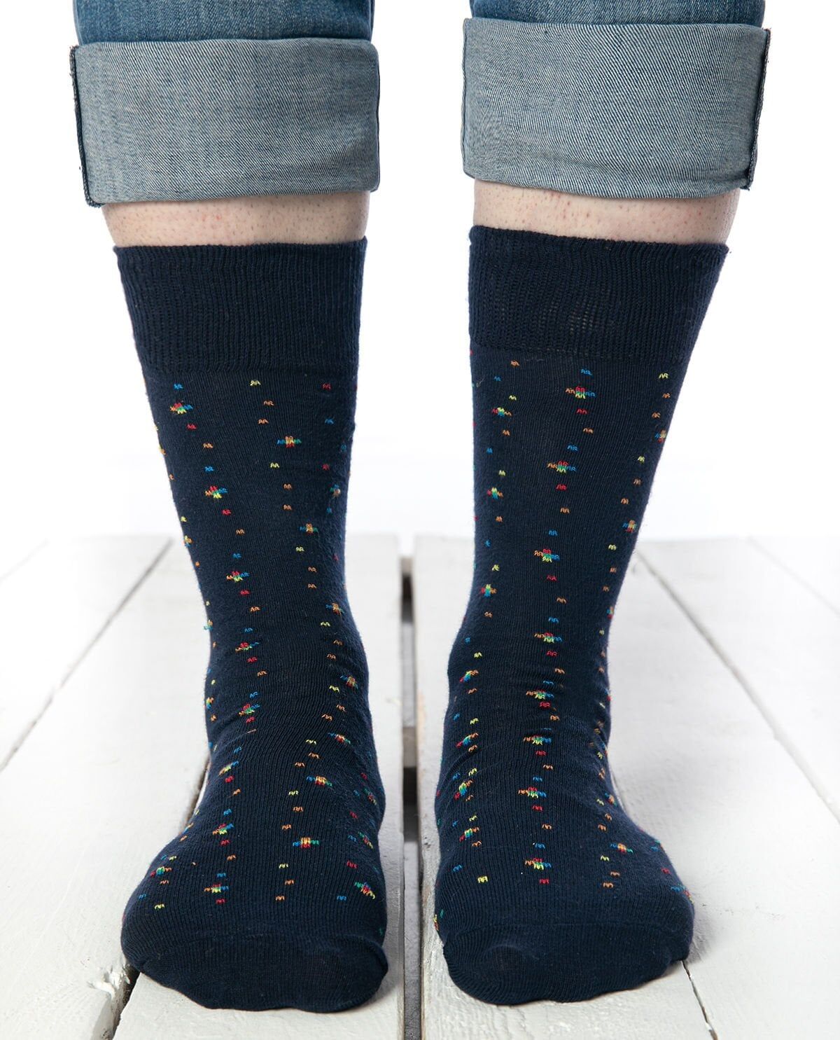 Renkli Nokta Desenli Erkek Soket Çorap