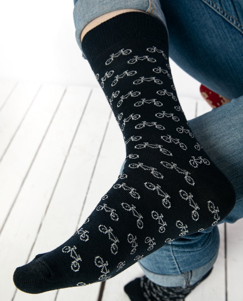 Bisiklet Desenli Siyah Erkek Soket Çorap RENKLİ - 41/46