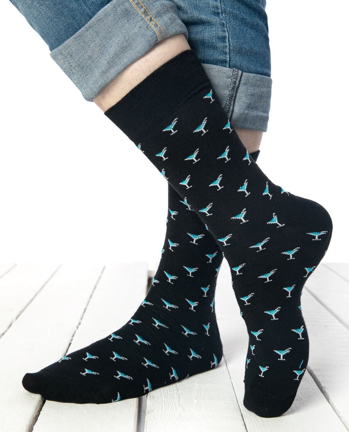 İçeçek Desenli Erkek Soket Çorap