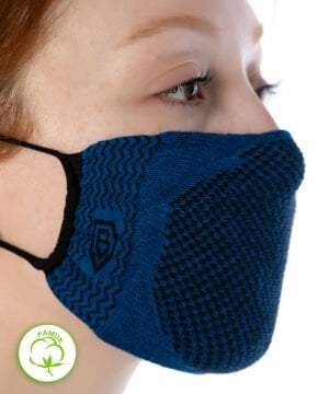 Yıkanabilir Maske Pamuk Saks Siyah Renk Esnek Lastikli