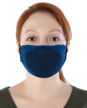 Yıkanabilir Maske Pamuk Saks Siyah Renk Esnek Lastikli