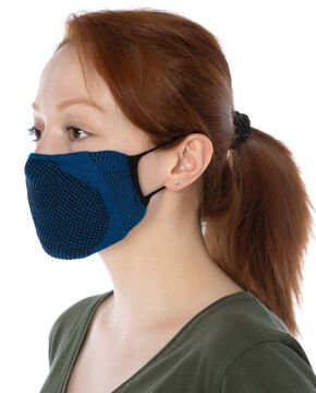 Yıkanabilir Maske Pamuk Saks Siyah Renk Esnek Lastikli