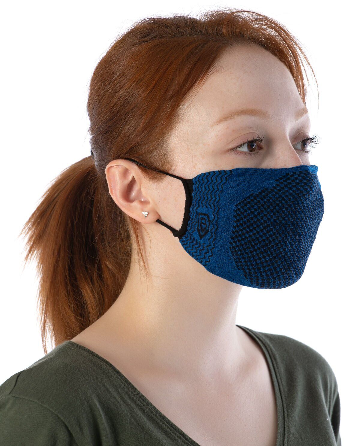 Yıkanabilir Maske Pamuk Saks Siyah Renk Esnek Lastikli