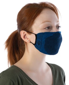 Yıkanabilir Maske Pamuk Saks Siyah Renk Esnek Lastikli