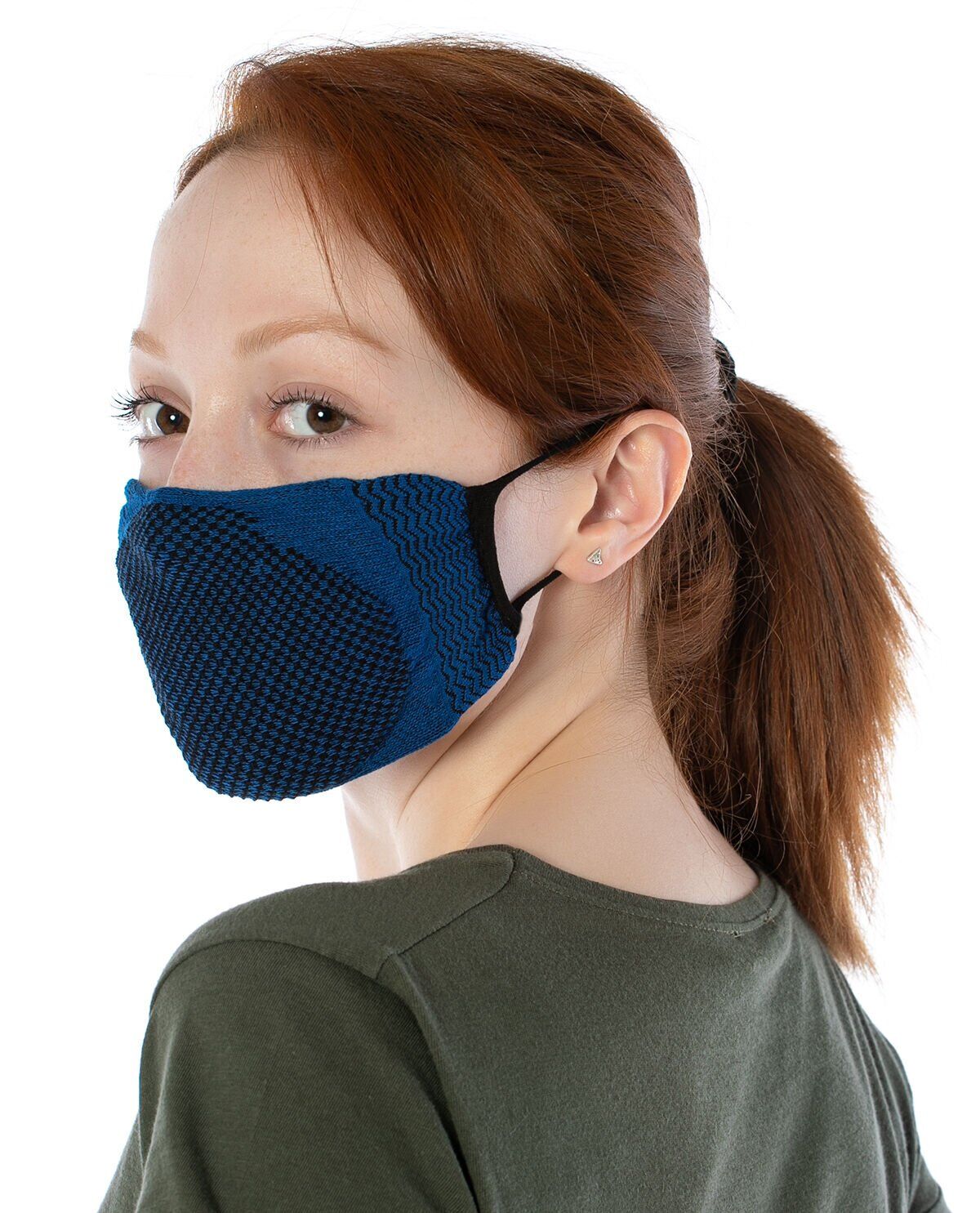 Yıkanabilir Maske Pamuk Saks Siyah Renk Esnek Lastikli