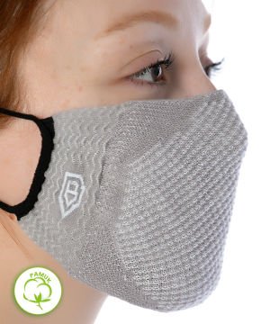 Yıkanılabilir Maske Pamuk Gri Renk Esnek Lastikli