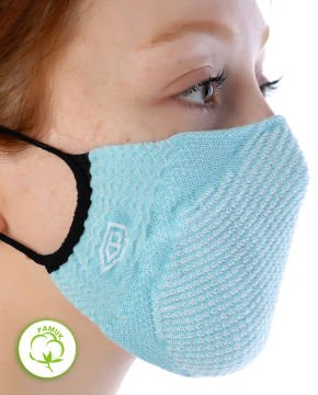 Yıkanılabilir Maske Pamuk Açık Mavi Renk Esnek Lastikli