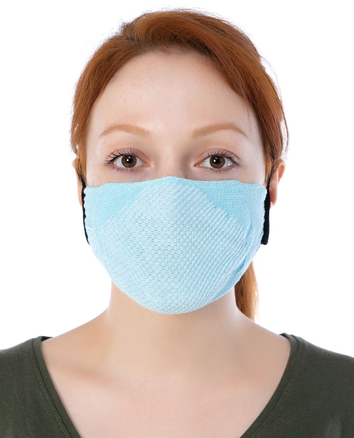 Yıkanılabilir Maske Pamuk Açık Mavi Renk Esnek Lastikli