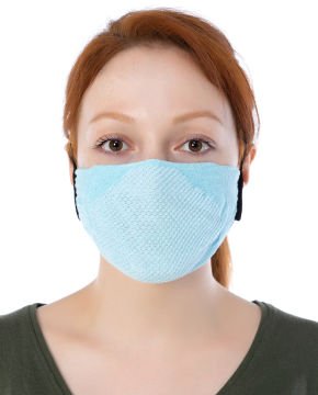 Yıkanılabilir Maske Pamuk Açık Mavi Renk Esnek Lastikli