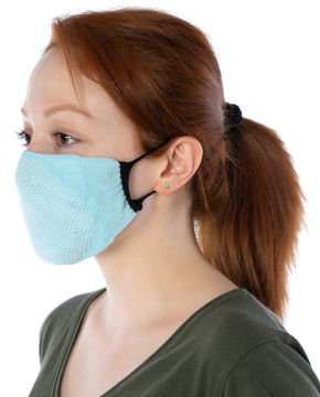 Yıkanılabilir Maske Pamuk Açık Mavi Renk Esnek Lastikli