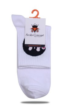 Sevimli Ayı Desen Beyaz Renk Soket Çorap