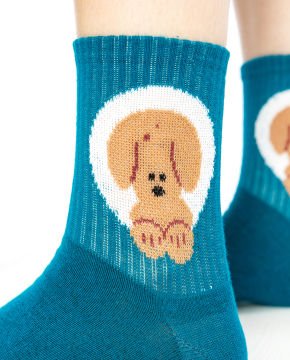 Köpek Desen İndigo Mavi Renk Soket Çorap