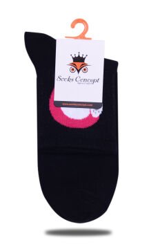 Sevimli Ayı Desen Siyah Renk Soket Çorap