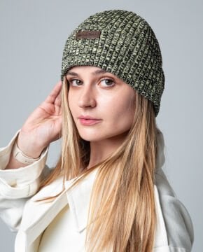 Fıstık Yeşil Kırçıllı Katlamalı Kadın Bere