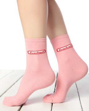 Love Struck Yazılı Pembe Soket Çorap